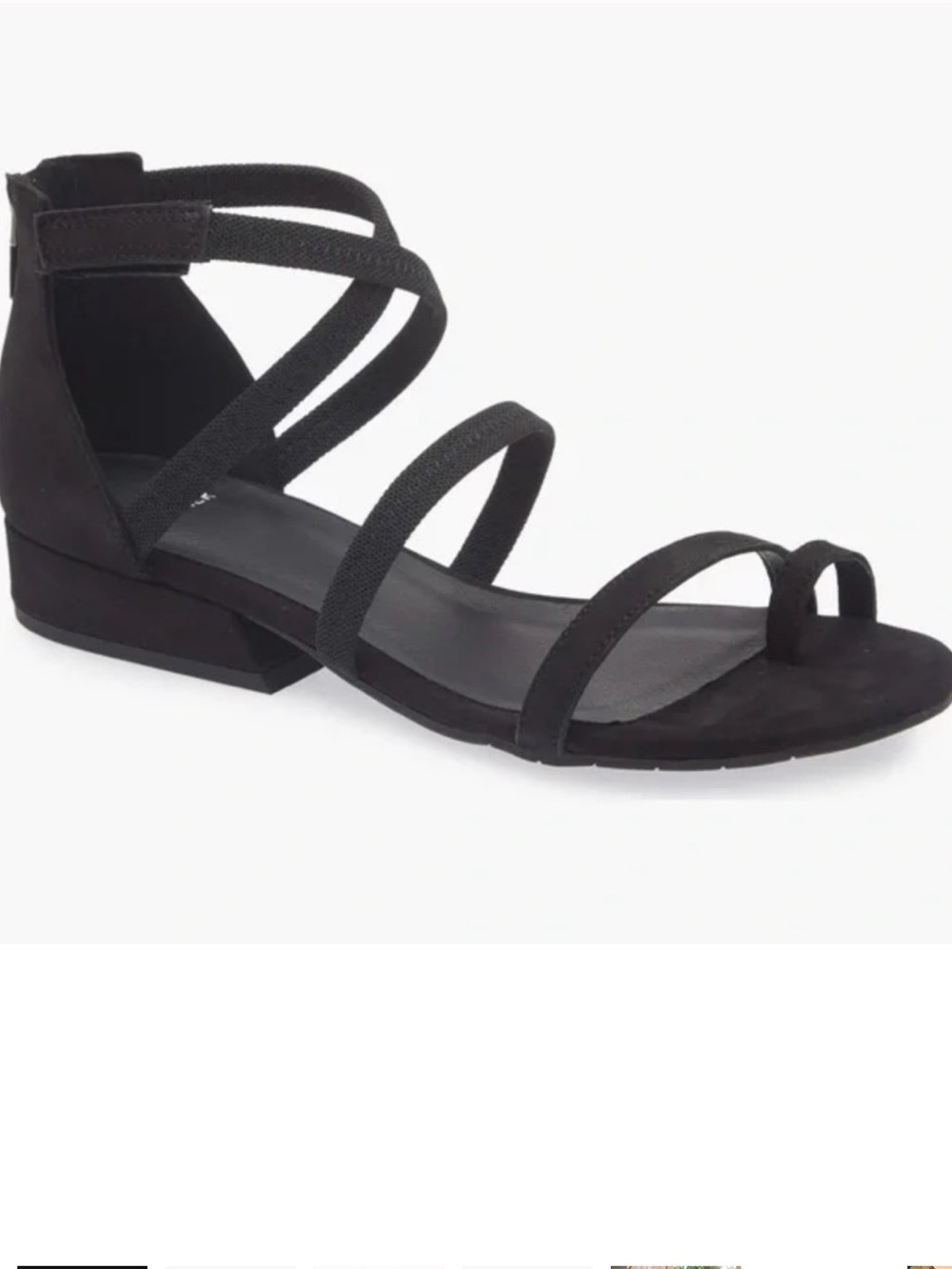 Eileen Fisher Emily Zip Sandals Black Minimalist Strappy Leather New! - Picture 2 of 10
